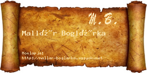 Mallár Boglárka névjegykártya